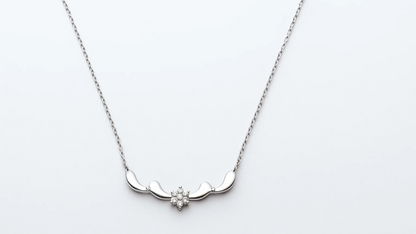 925 Silver Floral Curve Necklace with Micro Stones