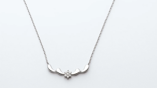 925 Silver Floral Curve Necklace with Micro Stones