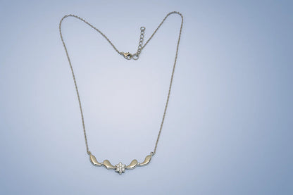 925 Silver Floral Curve Necklace with Micro Stones