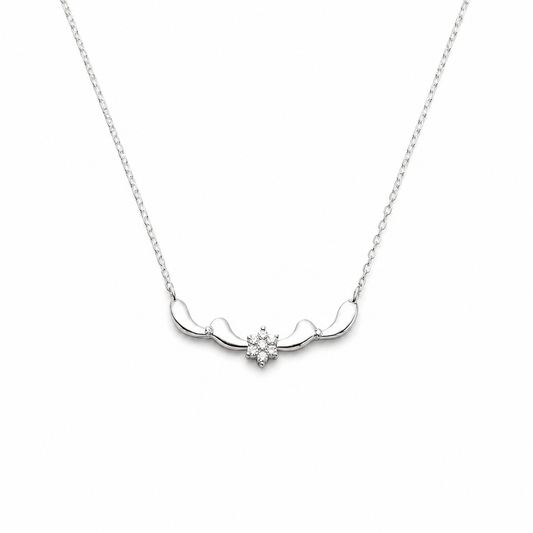 Floral Curve Necklace with Micro Stones