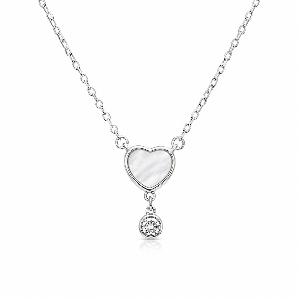 Celeste Heart Halo 925 Sterling Silver Pendant Necklace