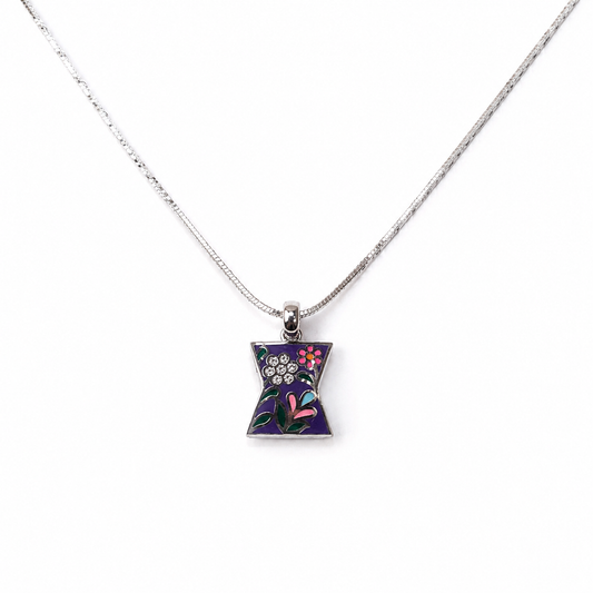 Purple Floral Enamel Pendant Set
