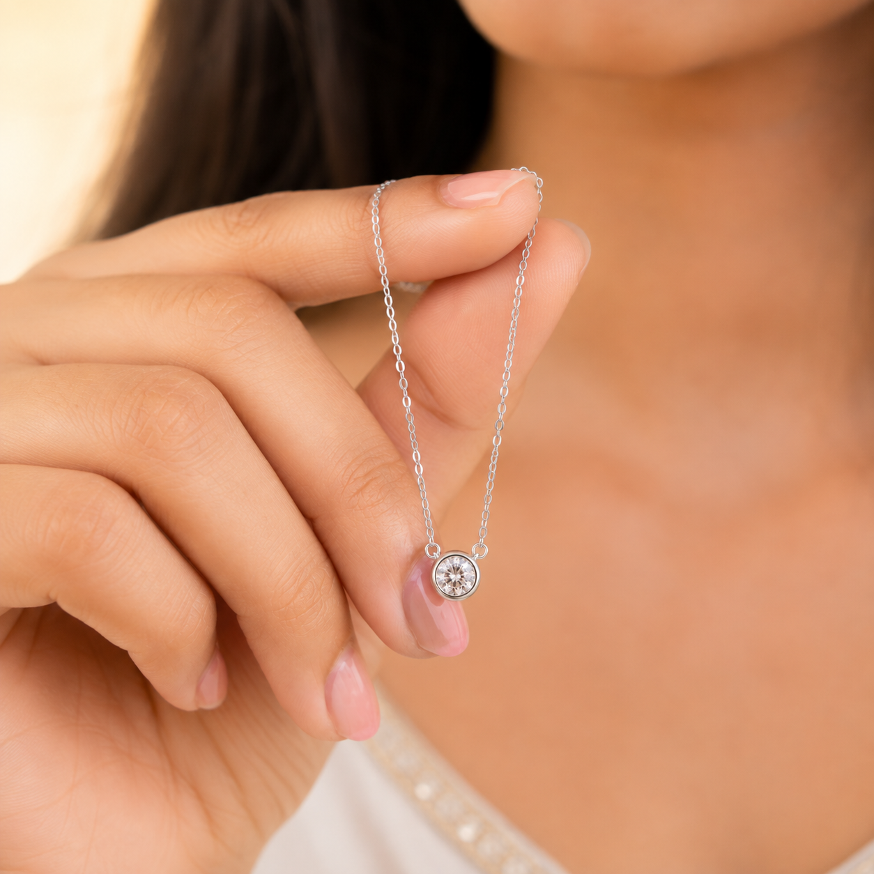Round Solitaire Bezel Pendant