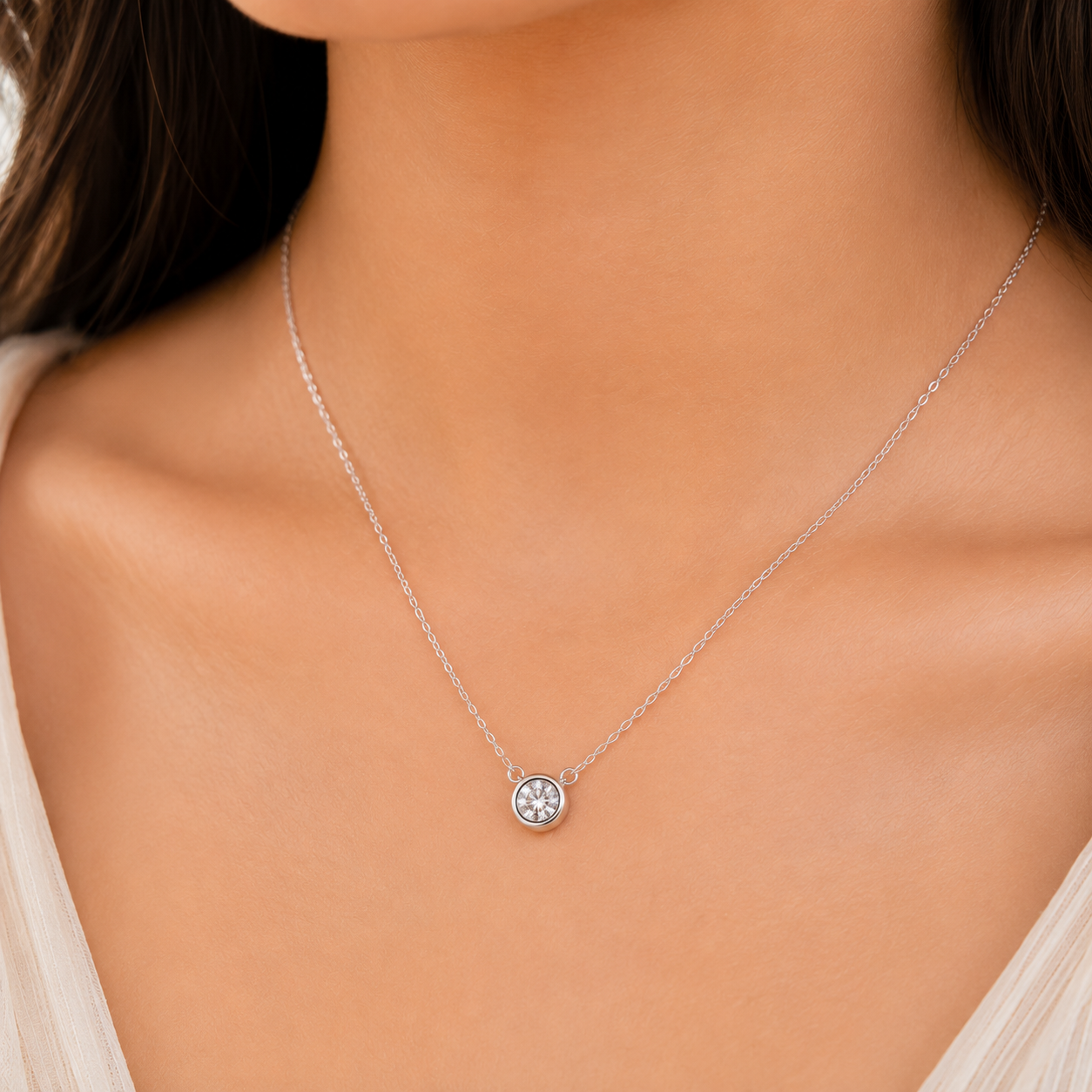 Round Solitaire Bezel Pendant