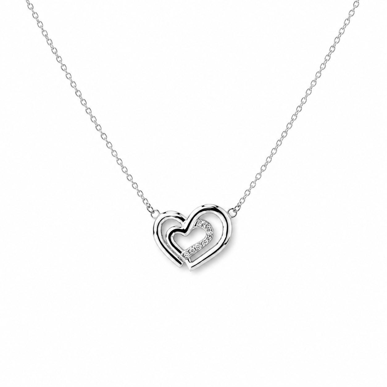 Double Heart Pendant Necklace