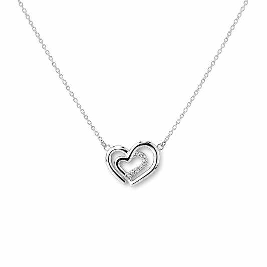 Double Heart Pendant Necklace