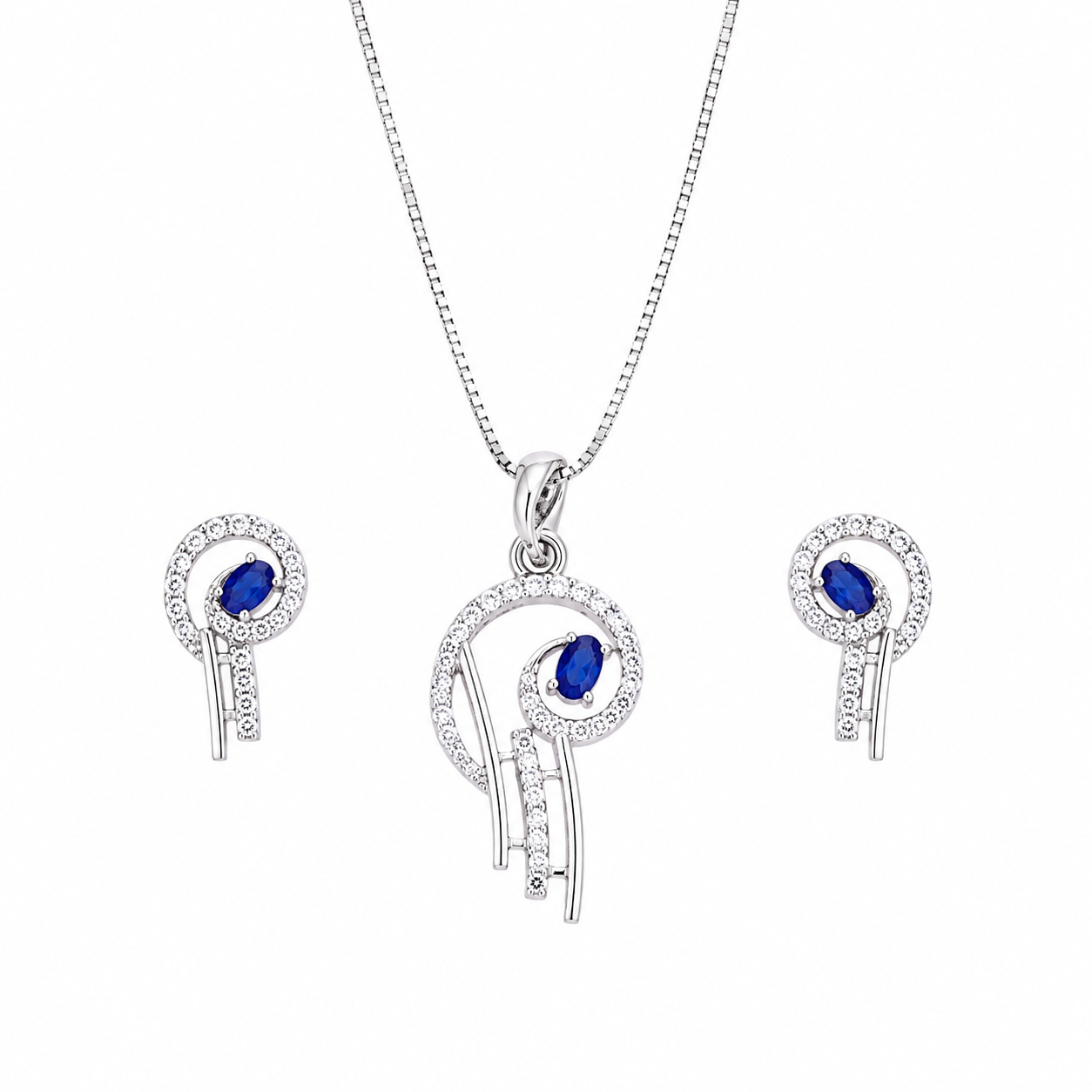 Azure Royale 925 Sterling Silver Pendant Set