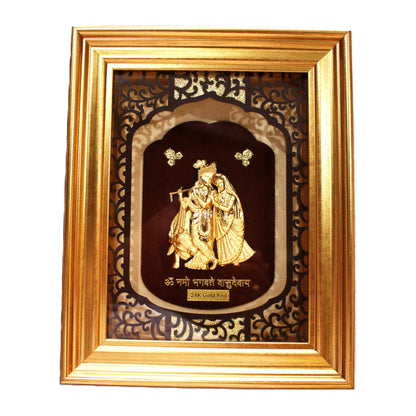 Radiant Radha Krishna 24K Gold Foil Art Frame