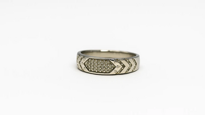 Sterling Silver Geometric Pave Ring