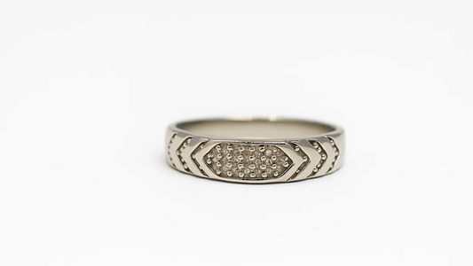 Sterling Silver Geometric Pave Ring