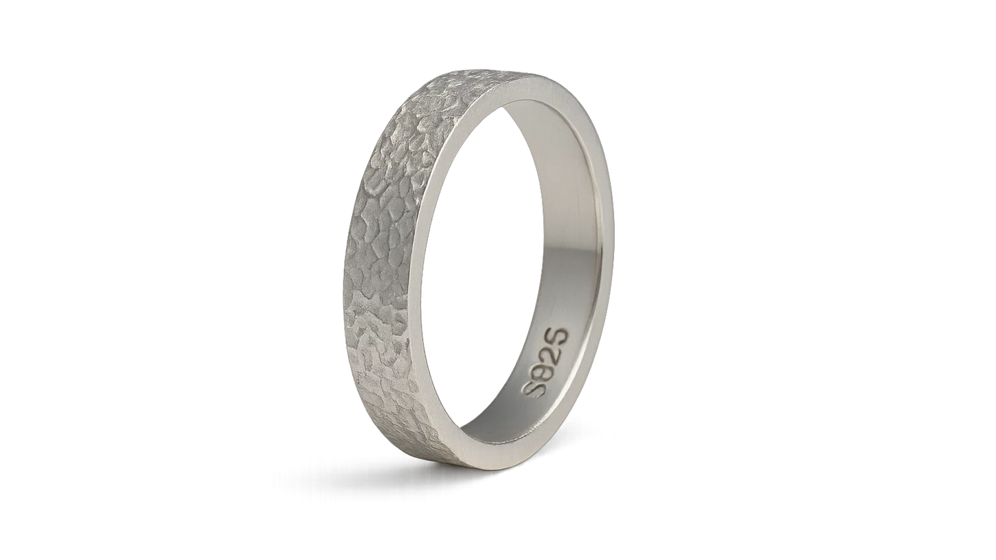 925 Sterling Silver Textured Band Ring