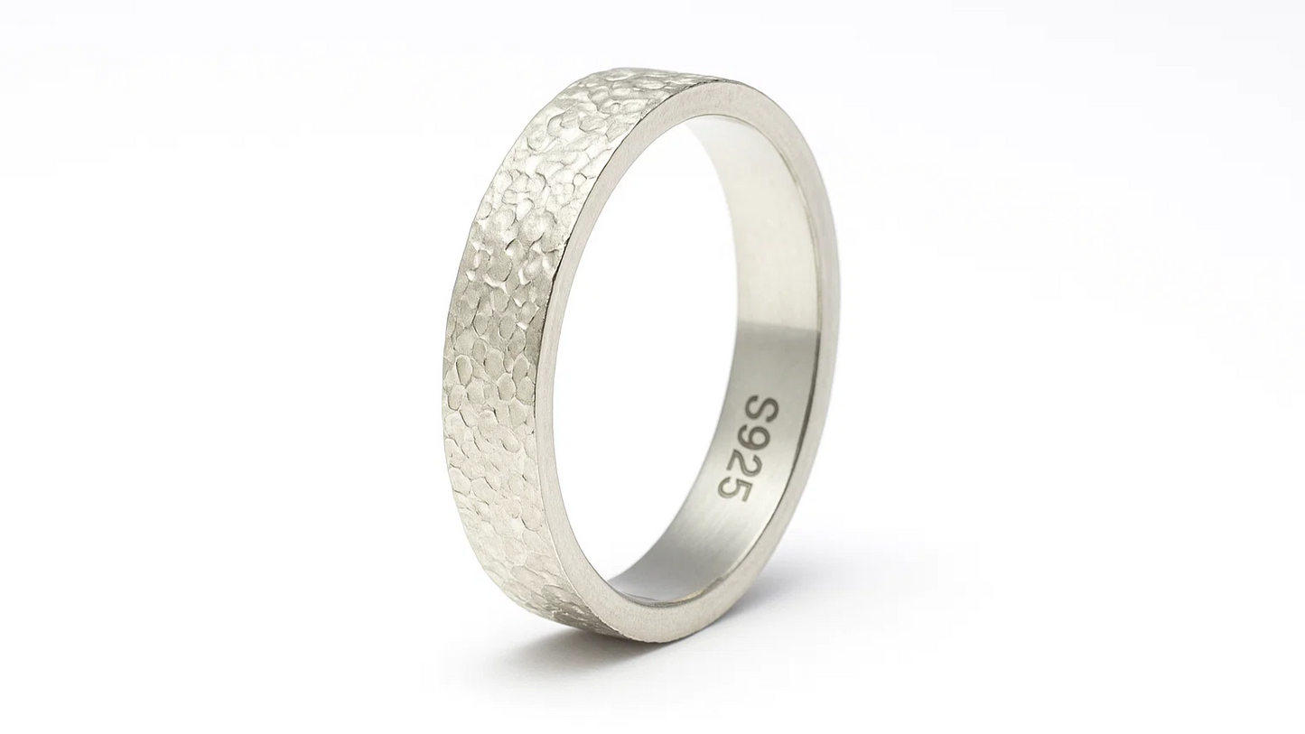 925 Sterling Silver Textured Band Ring