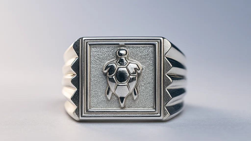 925 Sterling Silver Turtle Emblem Ring – Strength & Longevity Design