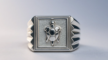 925 Sterling Silver Turtle Emblem Ring – Strength & Longevity Design