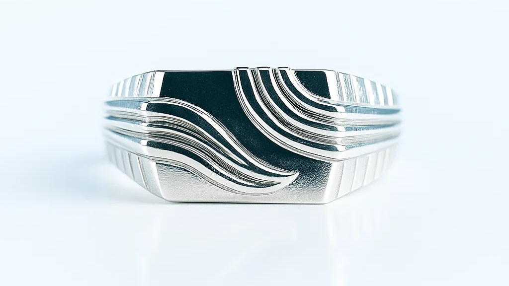 925 Sterling Silver Men's Statement Ring – Wave Engraved Design