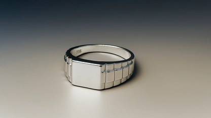 Sterling Block Band Ring – 925 Silver for Men