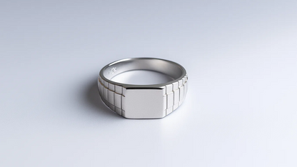 Sterling Block Band Ring – 925 Silver for Men