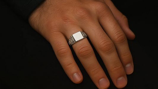 Sterling Block Band Ring – 925 Silver for Men