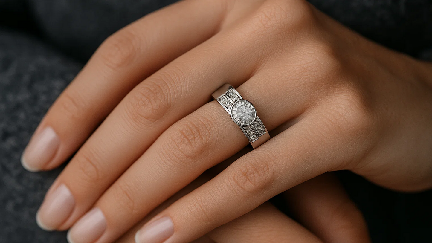 Eterna Shine 925 Silver Dual Row Ring