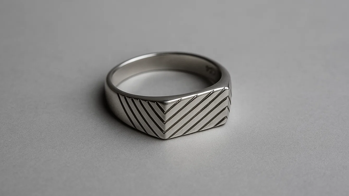925 Sterling Silver Chevron Engraved Ring