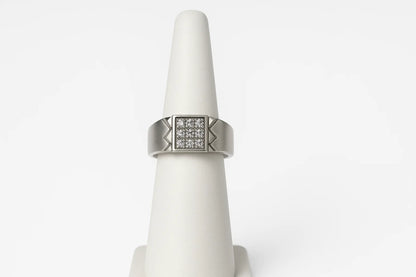 Men’s Silver Geometric Square Stone Ring