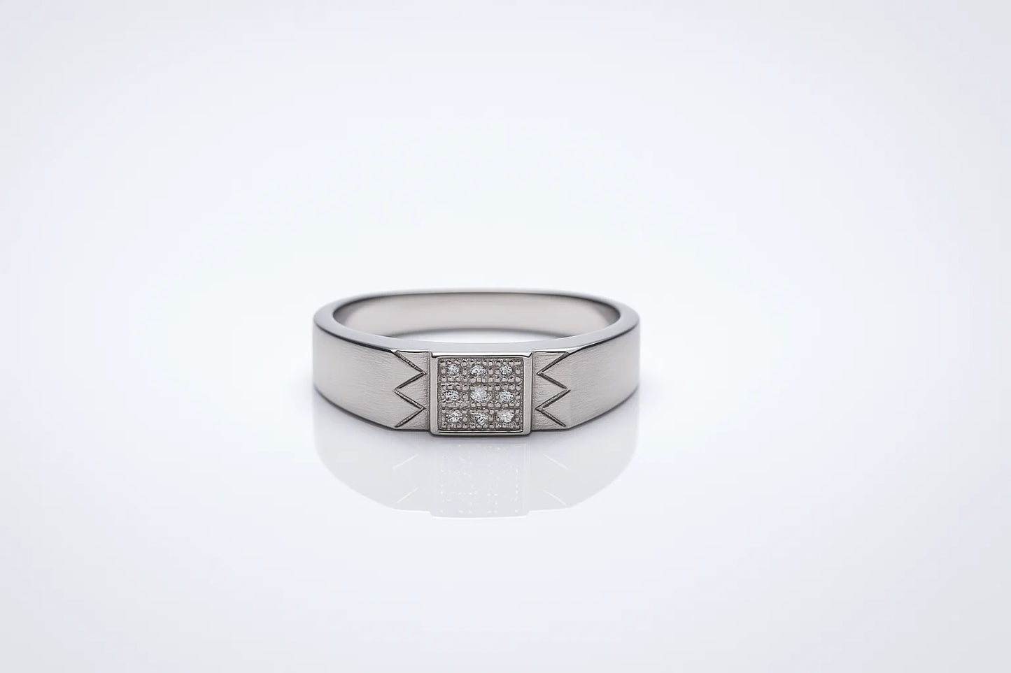 Men’s Silver Geometric Square Stone Ring