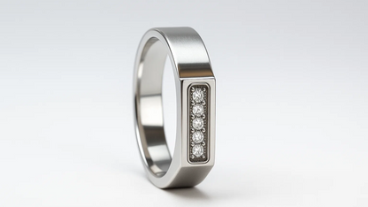 Men’s Minimalist Bar-Set Silver Ring