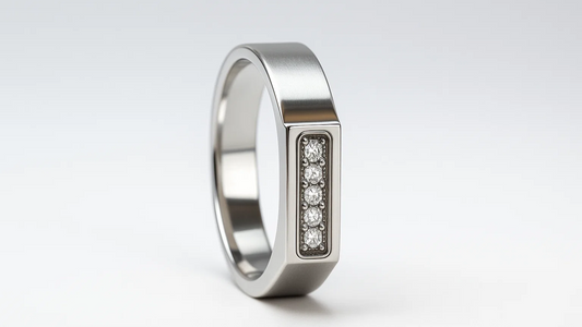 Men’s Minimalist Bar-Set Silver Ring