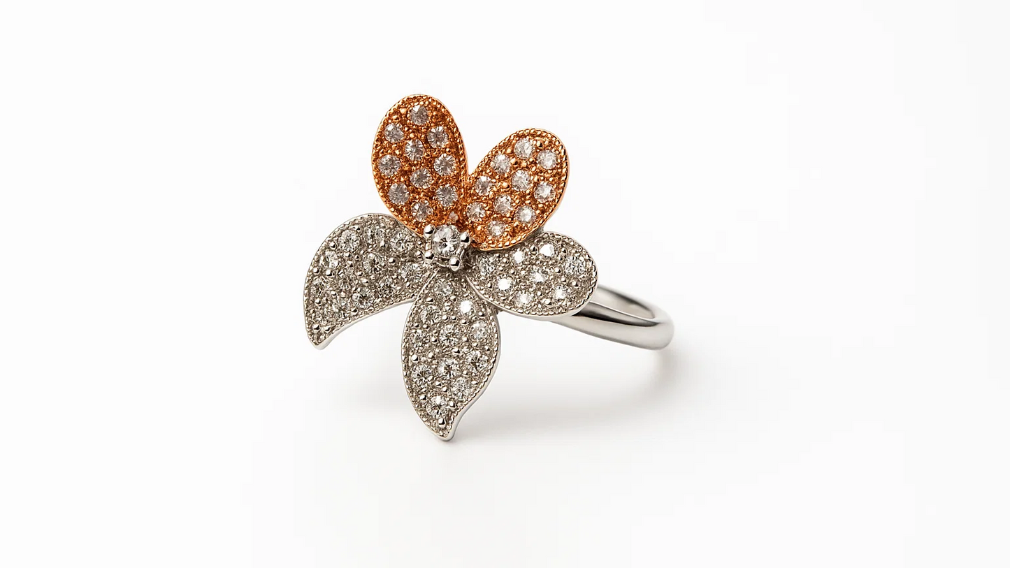 Sterling Silver Two-Tone Leaf Ring