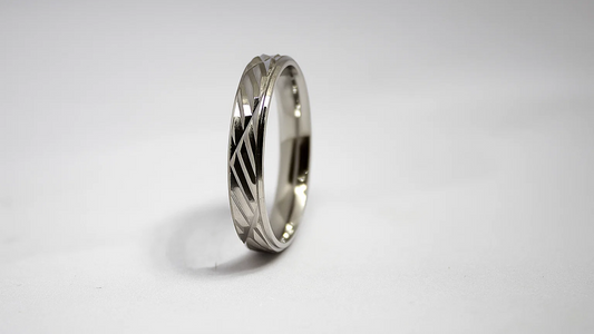 Engraved Geometric Silver Band