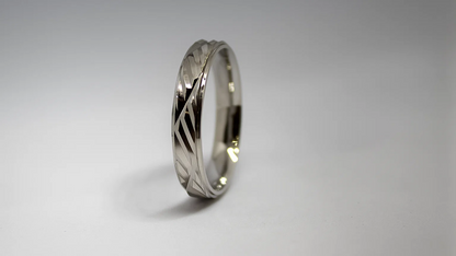 Engraved Geometric Silver Band