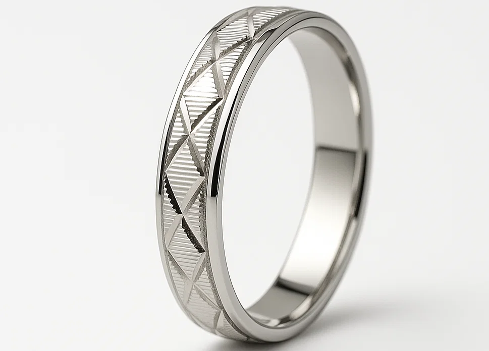 Men’s Diamond-Cut Silver Band Ring