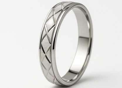 Men’s Diamond-Cut Silver Band Ring