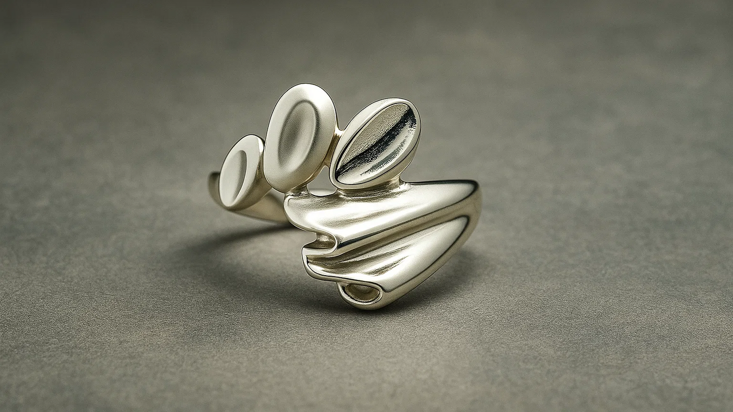 925 Silver Abstract Flow Ring
