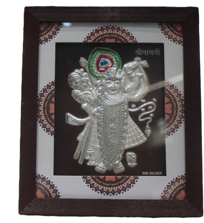 Pure Silver Plated Shreenathji Photo Frame
