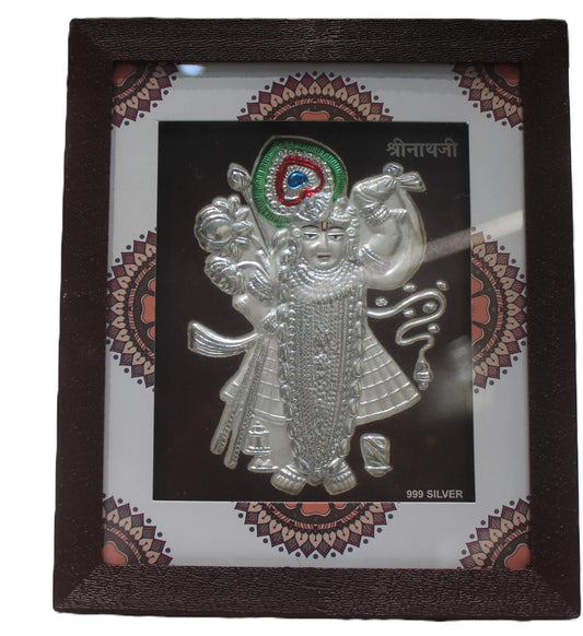 Pure Silver Plated Shreenathji Photo Frame