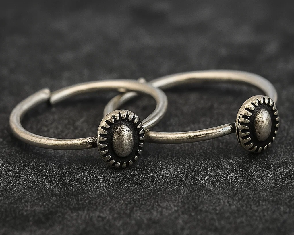 Antique Silver Adjustable Toe Ring – Traditional Tribal Design