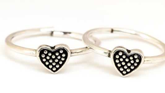 Silver Adjustable Toe Ring – Heart Motif Ethnic Design