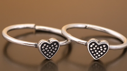 Silver Adjustable Toe Ring – Heart Motif Ethnic Design