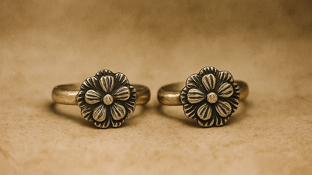 Vintage Bloom Silver Toe Ring