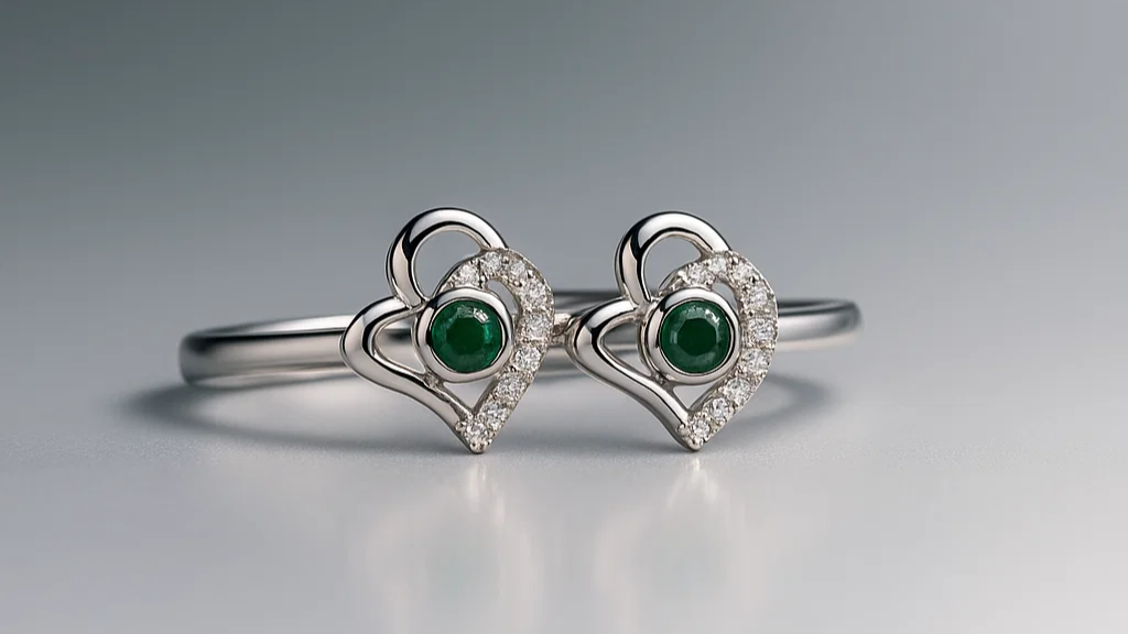 Emerald Heart Silver Toe Ring
