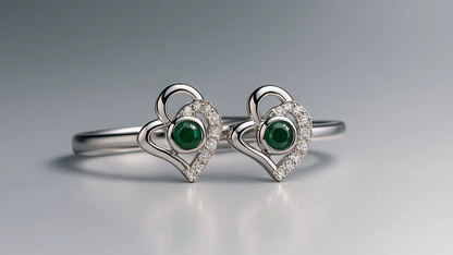 Emerald Heart Silver Toe Ring