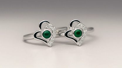 Emerald Heart Silver Toe Ring