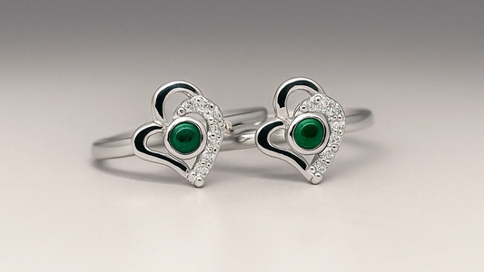 Emerald Heart Silver Toe Ring