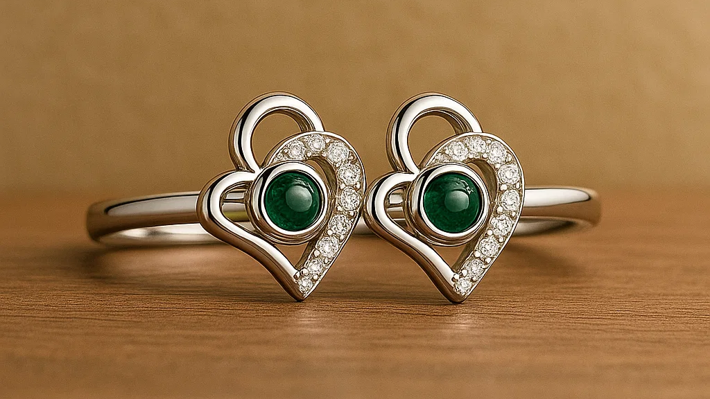 Emerald Heart Silver Toe Ring