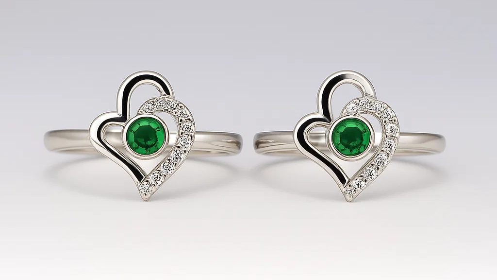Emerald Heart Silver Toe Ring