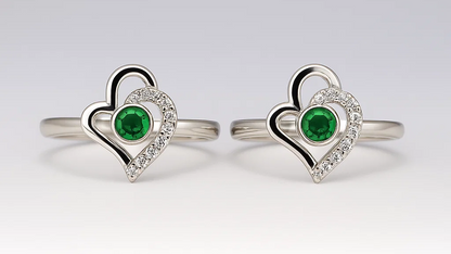 Emerald Heart Silver Toe Ring