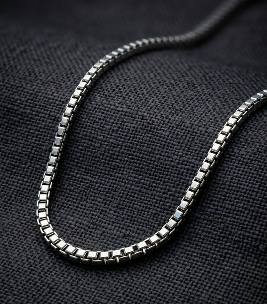 High-Shine Solid Silver Venetian Chain