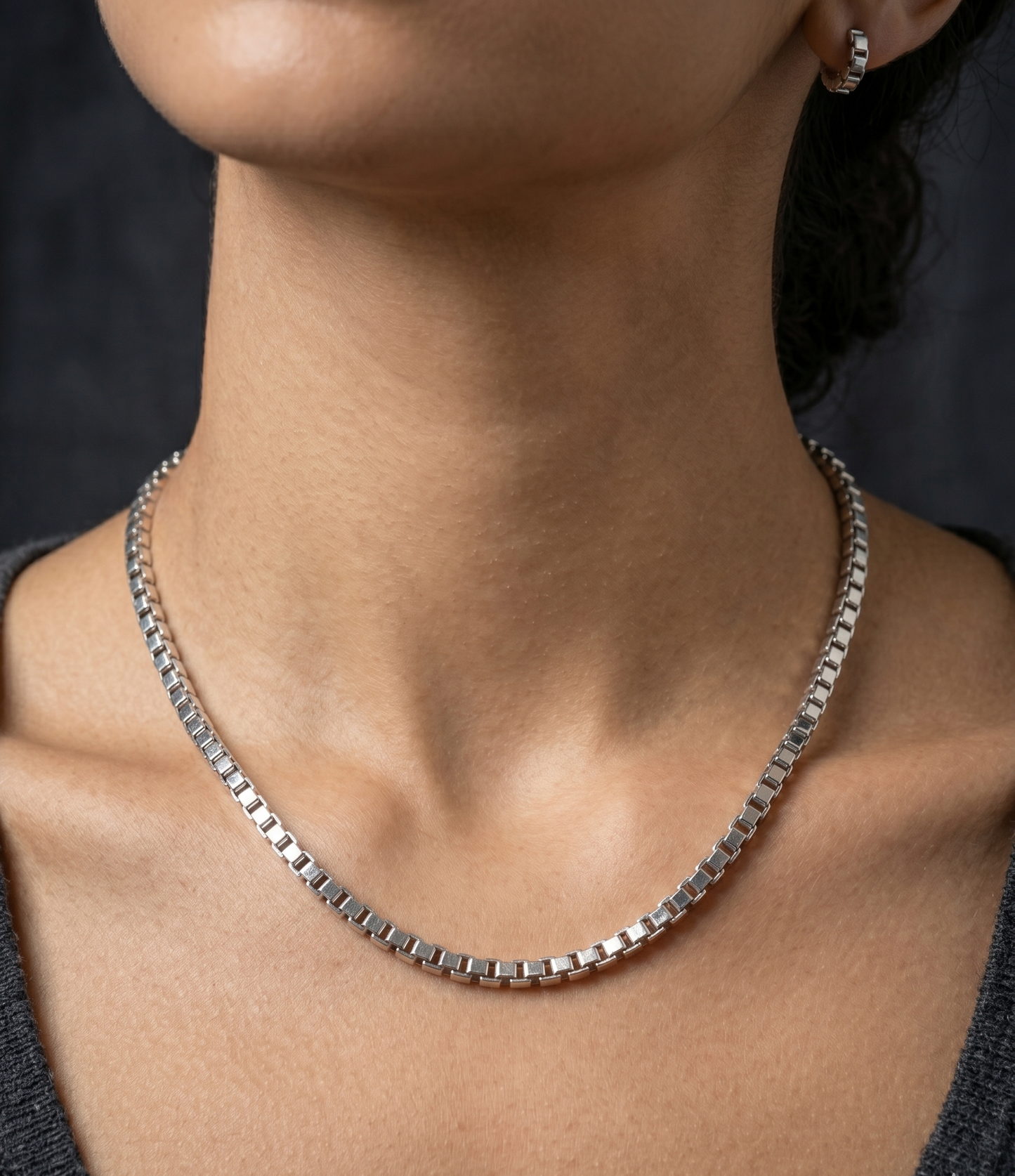 High-Shine Solid Silver Venetian Chain