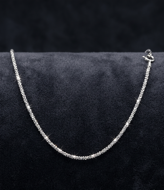 Women's 925 Sterling Silver Diamond-Cut Sparkle Chain